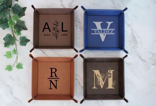 Personalized Leatherette Valet Tray, Vegan Leather Valet Tray, Home Favors, Realtor Gift