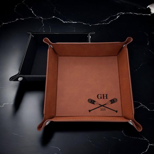 Rowing Personalized Leather Square Valet Tray Organizer, Rowing Gifts DM117
