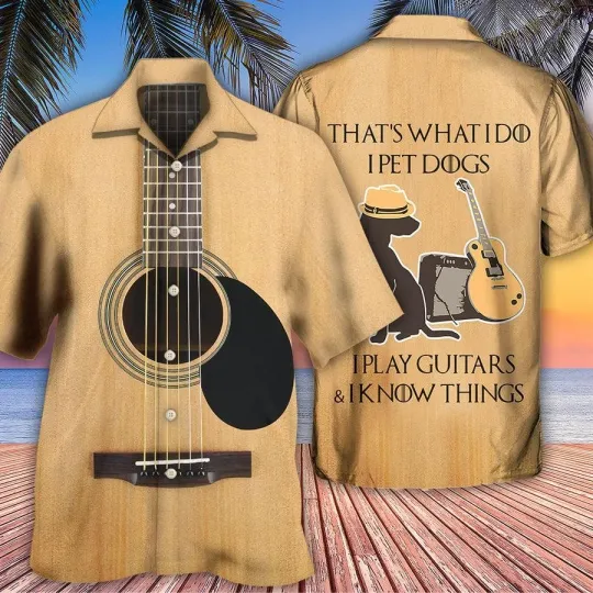 Discover Guitar Pet Dog Aloha Hawaiian Shirt For Summer I Pet Dog I Play Guitar I Know Th
