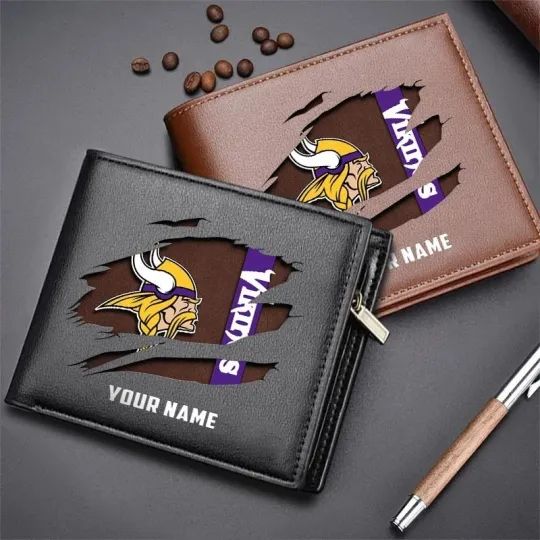 Discover Personalized Minnesota Football Vikingss Team Men Leather Wallet Gift For Him