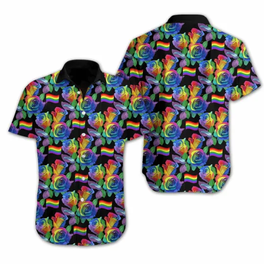 Discover LGBT Aloha Hawaiian Shirts For Summer Ally Pride Month Rose Colorful Of LGBT Haw