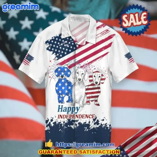 Discover Dachshund Happy Independence Day Hawaiian Shirt
