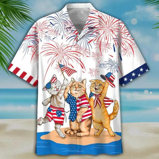 Discover Cool Cat Aloha Hawaiian Shirts For Summer American Shorthair Shirts Independence