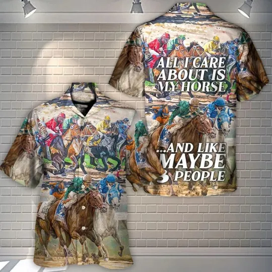 Discover Horse Hawaiian Shirts For Summer   Horseback Riding All I Care About Is My Horse