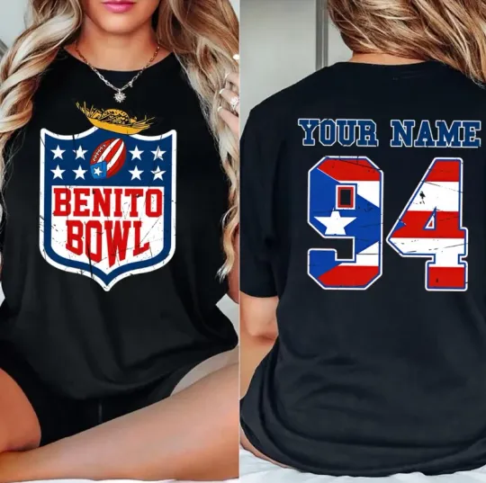 Discover Custom Name Benito Bowl TShirt, 2026 Super Football Shirt, Bad Game Day Bunny