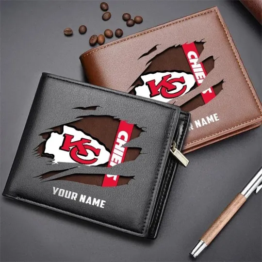 Discover Personalized Kansas City Football Chiefss Team Men Leather Wallet Gift For Him