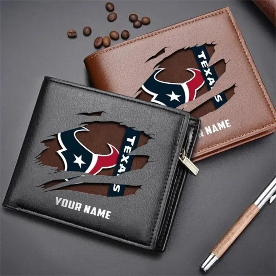 Discover Personalized Houston Football Texanss Team Men Leather Wallet Gift For Him