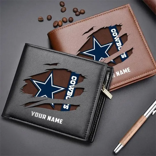 Discover Personalized Dallas Football Cowboyss Team Men Leather Wallet Gift For Him
