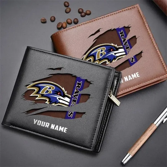 Discover Personalized Baltimore Football Ravenss Team Men Leather Wallet Gift For Him