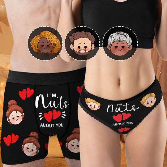 Discover I'm Nuts About You - Personalized Couple Lace Border Women Briefs And Men’s Boxer Briefs