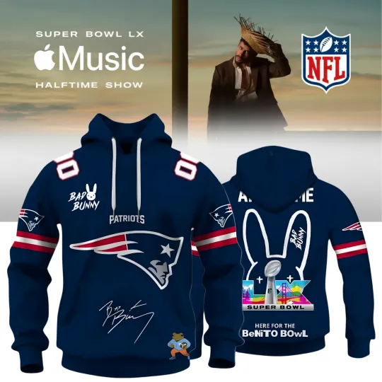 Discover Patriotsss Bad Bunny Bowl LX 2025 2026 Hoodie