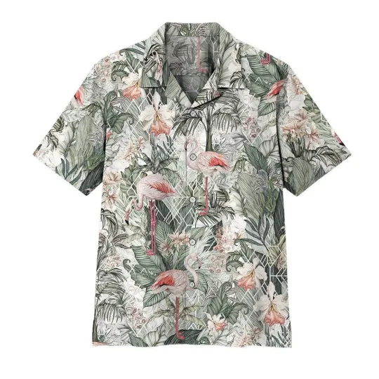 Discover 3D Flamingos Tropical Jungle Hawaii Shirt