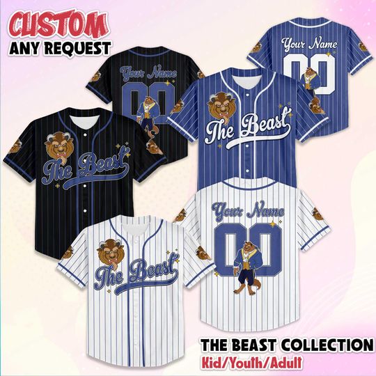 Discover Personalized The Beast Baseball Jersey, Custom Beauty and the Beast Jersey Shirt, Magic Kingdom Outfit, Disney Family Gift