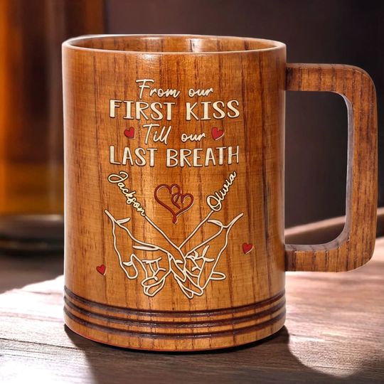 Personalized Love Found Its Way CoupleWooden Mug, Gift For Husband Wife, Anniversary