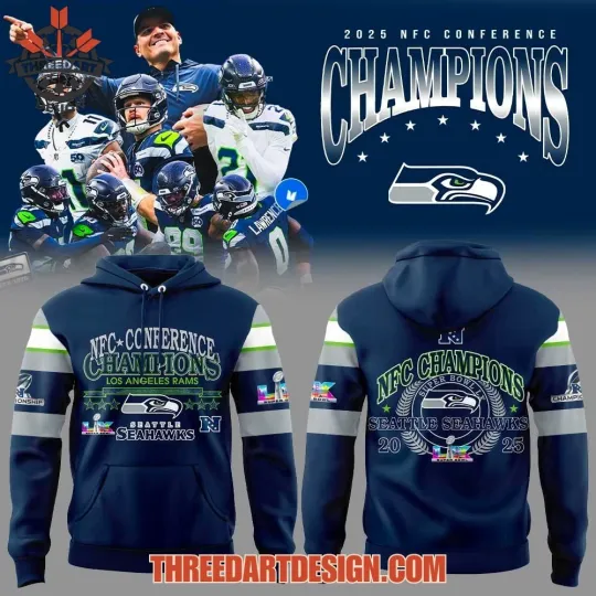 Discover N.F.C Conference 2025 Champions Seahawkss Hoodie