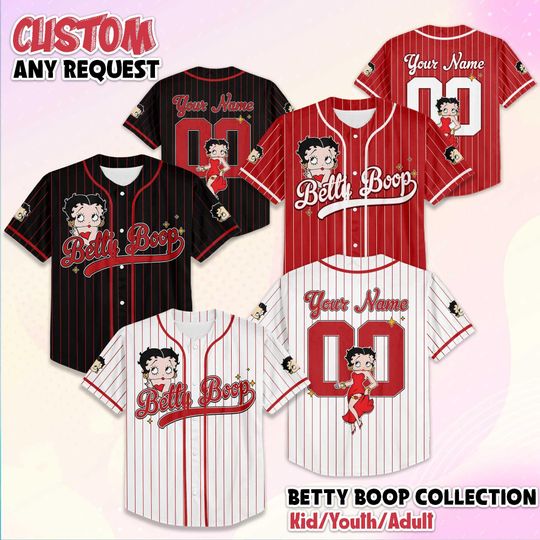 Discover Personalized Betty Boop Baseball Jersey, Custom Cartoon Baseball Shirt
