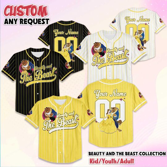 Discover Custom Beauty and the Beast Baseball Jersey, Disney Princess Belle Baseball Shirt