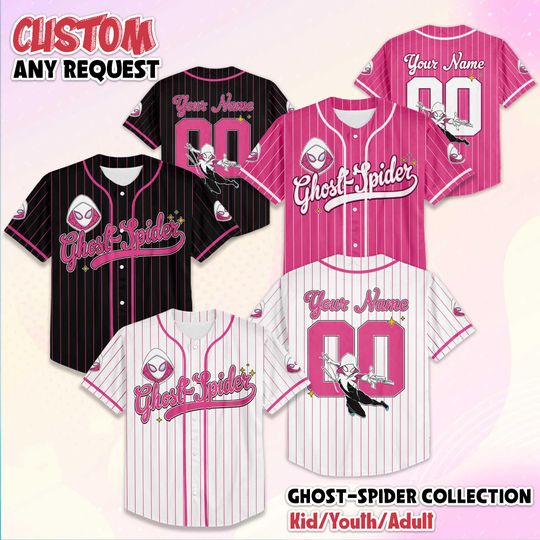 Personalized Ghost-Spider Baseball Jersey, Custom Superhero Outfit