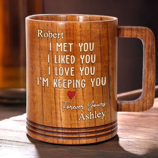 Still Falling For You, Every Single Day - Couple Personalized Custom Wooden Mug - Gift For Husband Wife, Anniversary