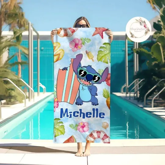 Discover Personalized Lilo & Stitch Beach Towel for Bath, Pool, and Beach Trips