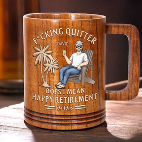 From Deadlines To Lifelines, Cheers - Coworker Personalized Custom Wooden Mug - Appreciation, Retirement Gift For Coworkers, Work Friends, Colleagues