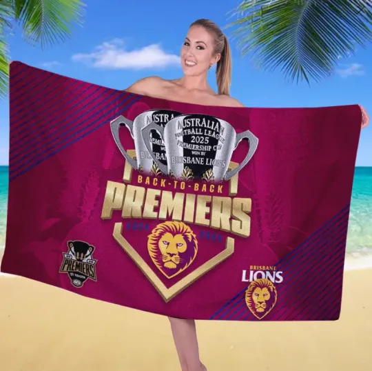 Discover Brisbane Lions Premiers 2025 Rectangle Beach Towel