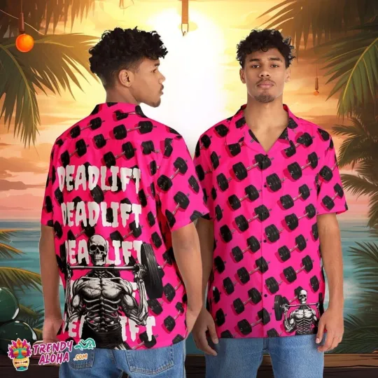 Discover Skeleton Weightlifter Button Up Shirt for Gym Motivation and Beach Trips