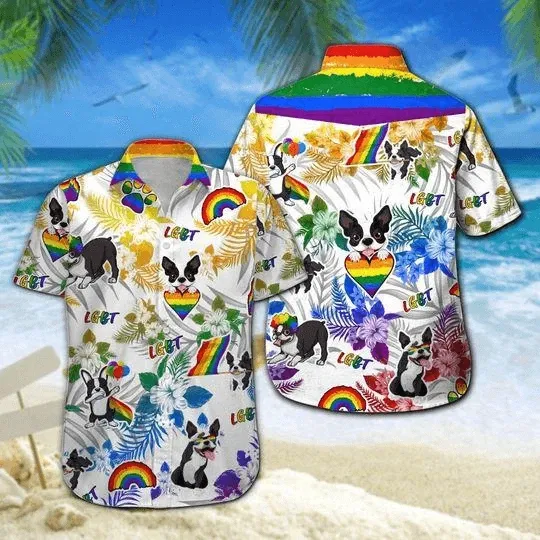 Discover LGBT And Boston Terrier Aloha Hawaiian Shirts For Summer Colorful Rainbow LGBT P