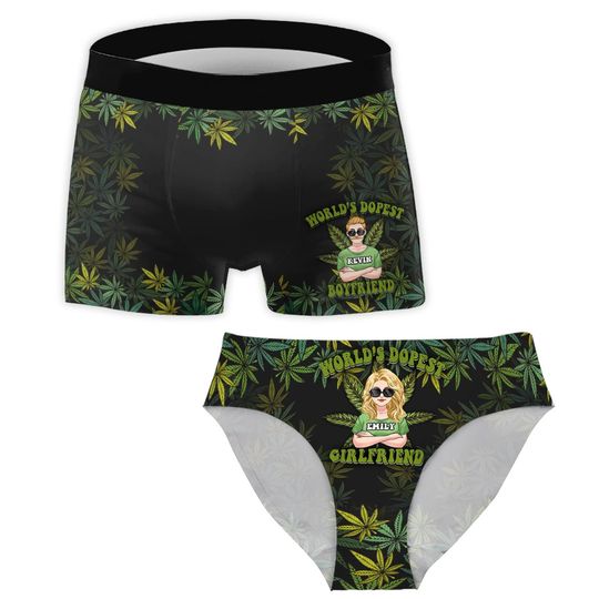Discover World Dopest Boyfriend Girlfriend 420 Couple - Personalized Weed Women Briefs & Men Boxer Briefs