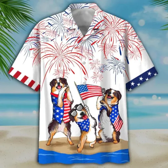 Discover Bernese Mountain Dogs Aloha Hawaiian Shirts For Summer Independence Day Is Comin