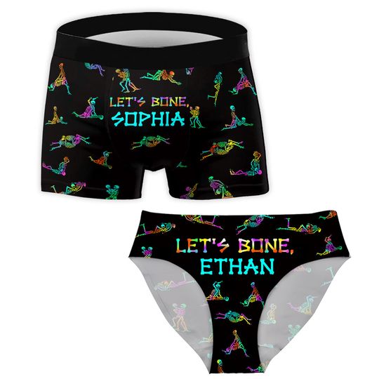 Discover Let's Bone - Personalized Skull Women Briefs & Men Boxer Briefs