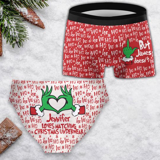 Discover Matching Christmas Underwear For Couple - Personalized Couple Women Briefs & Men Boxer Briefs