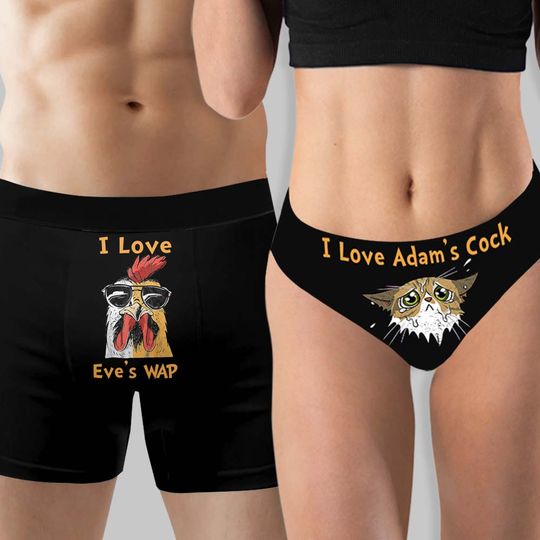 Discover I Love Your Chicken & Kitten - Personalized Couple Women Briefs & Men Boxer Briefs