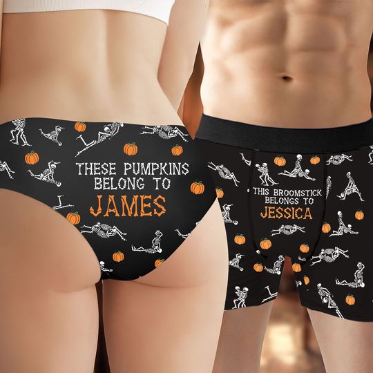 Discover I Love Your Pumpkins & Broomstick - Personalized Couple Women Briefs & Men Boxer Briefs