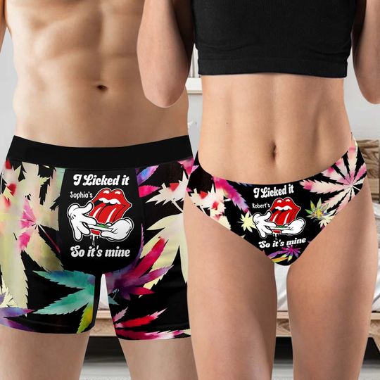 Discover I Licked It So It's Mine - Personalized Weed Women Briefs & Men Boxer Briefs