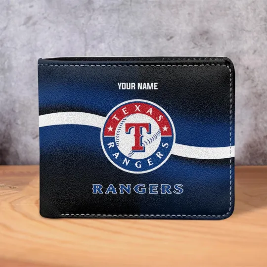 Discover Personalized Texas Baseball Rangerss Team Men Leather Wallet Gift For Him Dad