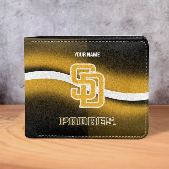 Discover Personalized San Diego Baseball Padress Team Men Leather Wallet Gift For Him Dad