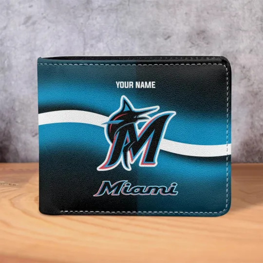 Discover Personalized Miami Baseball Marlinss Team Men Leather Wallet Gift For Him Dad