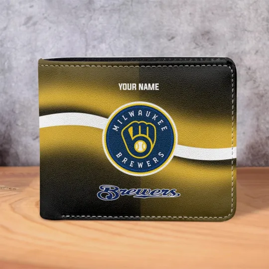 Discover Personalized Milwaukee Baseball Brewerss Team Men Leather Wallet Gift For Him