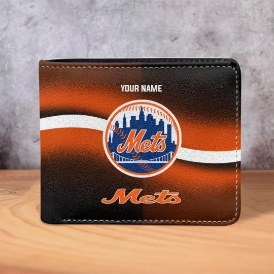 Discover Personalized New York Baseball Metss Team Men Leather Wallet Gift For Him Dad