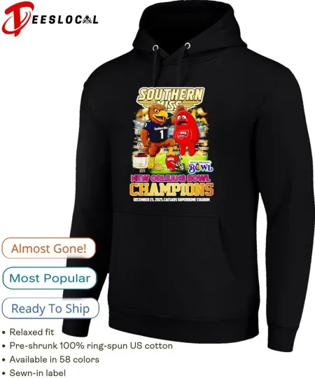 Discover Southern Miss vs Kentucky Hilltoppers New Orleans Bowl Champions Hoodie