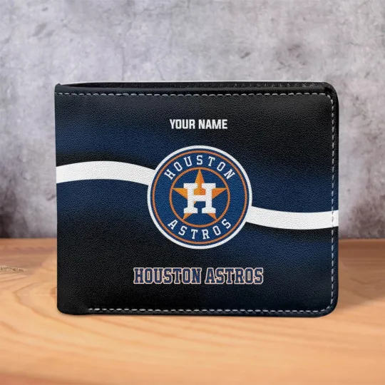 Discover Personalized Houston Baseball Astross Team Men Leather Wallet Gift For Him Dad