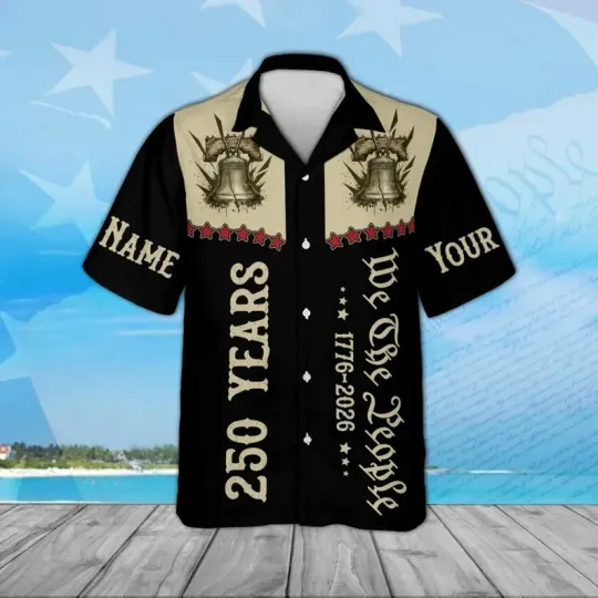 Discover Personalized 1776–2026 American Hawaiian Shirt USA 250th Anniversary