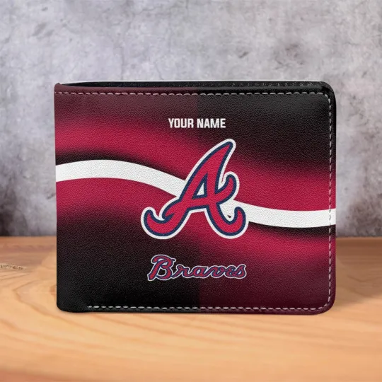 Discover Personalized Atlanta Baseball Bravess Team Men Leather Wallet Gift For Him Dad