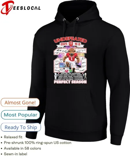 Discover Undefeated 16-0 Hoosiers 2025 Big Ten Champions Heisman Trophy Winner Hoodie