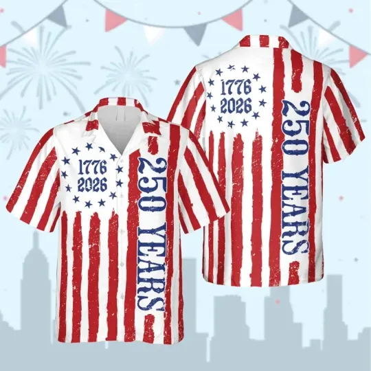Discover American 1776–2026 Patriotic Hawaiian Shirt Betsy Ross Flag 4th of July