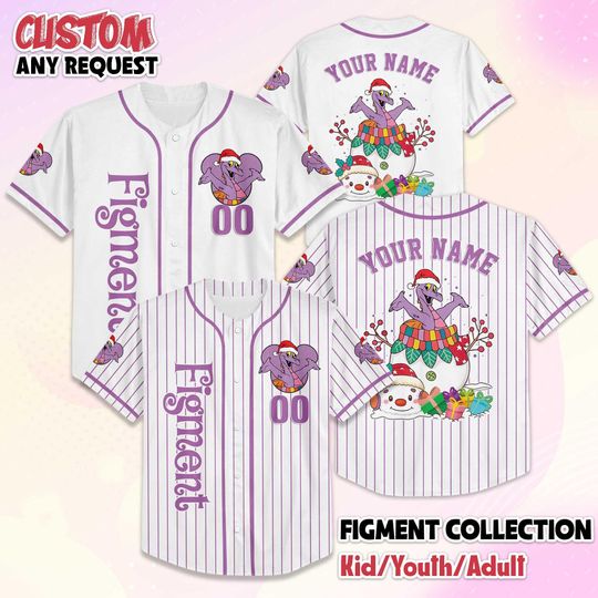 Discover Custom Figment Collection Baseball Jersey, Epcot Figment Shirt, Disney Dragon Jersey, Gift for Disney Parks Fans