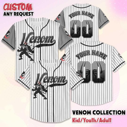 Personalized Venom Baseball Jersey, Custom Avengers Fan Gift