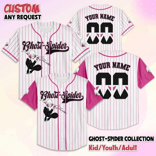 Discover Custom Ghost-Spider Baseball Jersey, Personalized Marvel Disney Shirt, Ghost-Spider Outfit, Matching Family Jersey, Superhero Birthday Gift