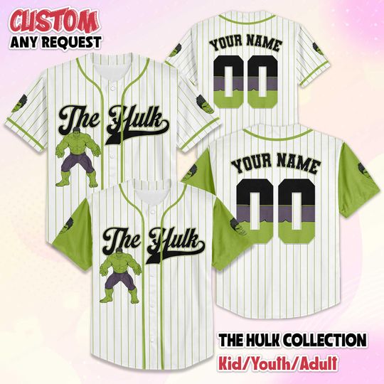 Discover Personalized The Hulk Baseball Jersey, Custom Disney The Hulk Baseball Shirt, Matching Disney Trip Outfit, Disney Birthday Gift